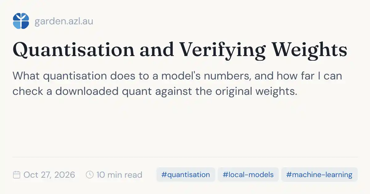 Quantisation and Verifying Weights